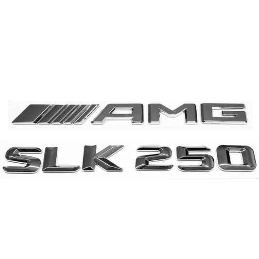 "SLK250" + "4MATIC" + "AMG" Chrome Raised Letter Emblem For Rear Trunk Lid Fits Mercedes SLK