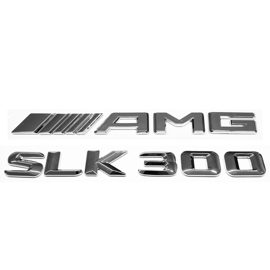 "SLK300" + "4MATIC" + "AMG" Chrome Raised Letter Emblem For Rear Trunk Lid Fits Mercedes SLK