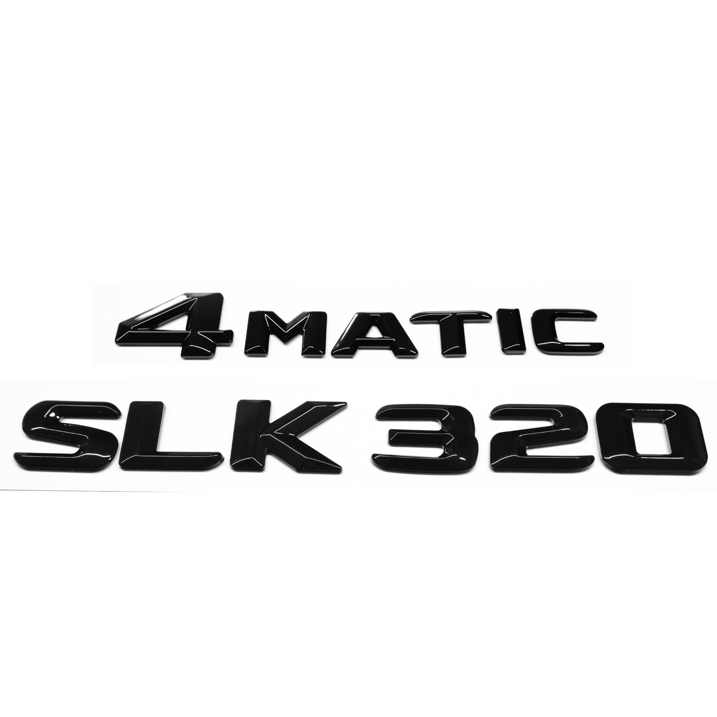 "SLK320" + "4MATIC" Gloss Black Raised Letter Emblem For Rear Trunk Lid Fits Mercedes SLK