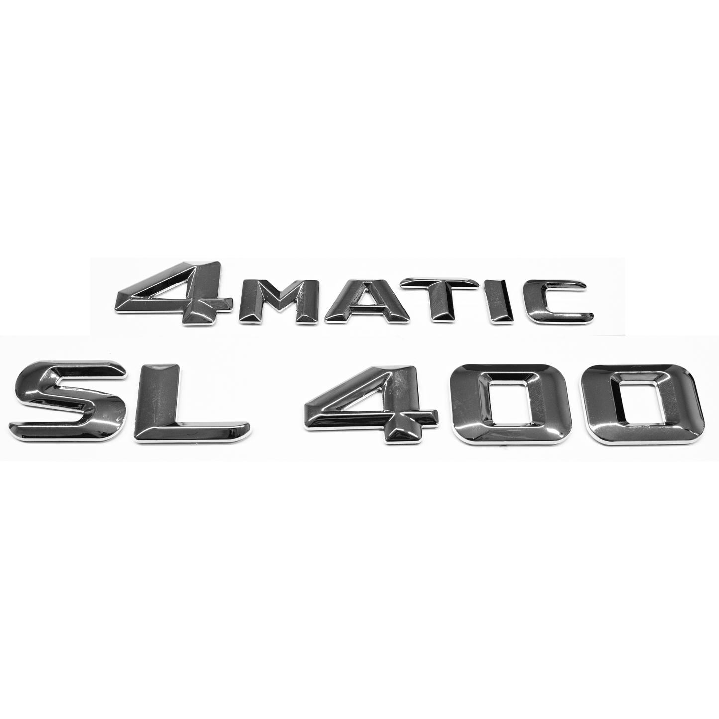 "SL400" + "4MATIC" Chrome Raised Letter Emblem For Rear Trunk Lid Fits Mercedes SL