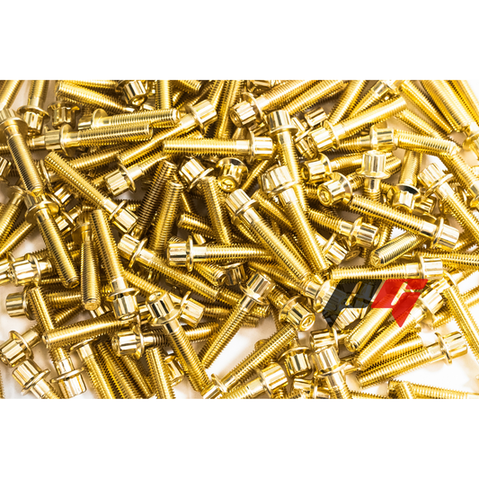 160pcs M8x1.25x32mm Gold 12 Point Wheel Bolts & Nuts for 2/3 Piece Wheels