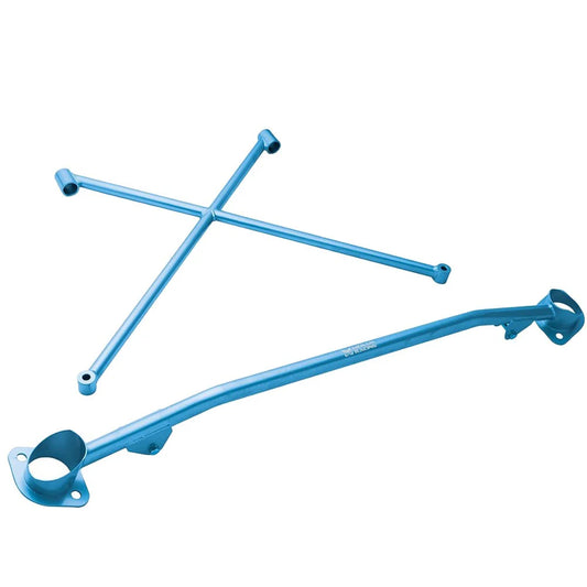 Megan Racing Race Spec Blue Front X-Brace Tower Bar For 99-09 Honda S2000 AP1 AP2 w/Aftermarket Intake - XBAR-S2K-B