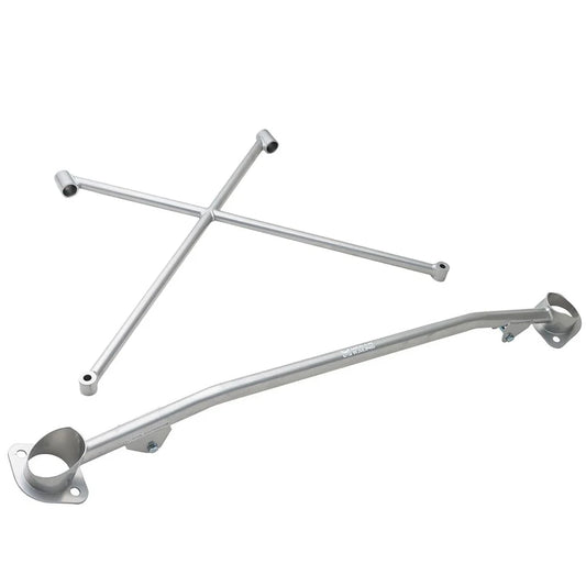 Megan Racing Race Spec Silver Front X-Brace Tower Bar For 99-09 Honda S2000 AP1 AP2 w/Aftermarket Intake - XBAR-S2K-S