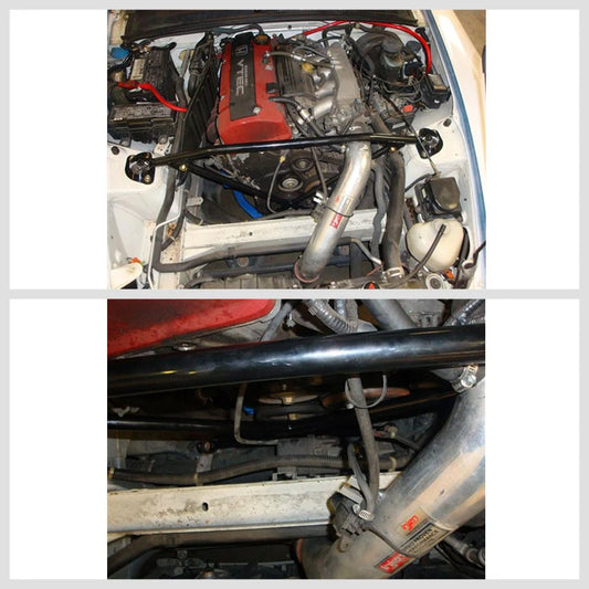 Megan Racing Race Spec Silver Front X-Brace Tower Bar For 99-09 Honda S2000 AP1 AP2 w/Aftermarket Intake - XBAR-S2K-S