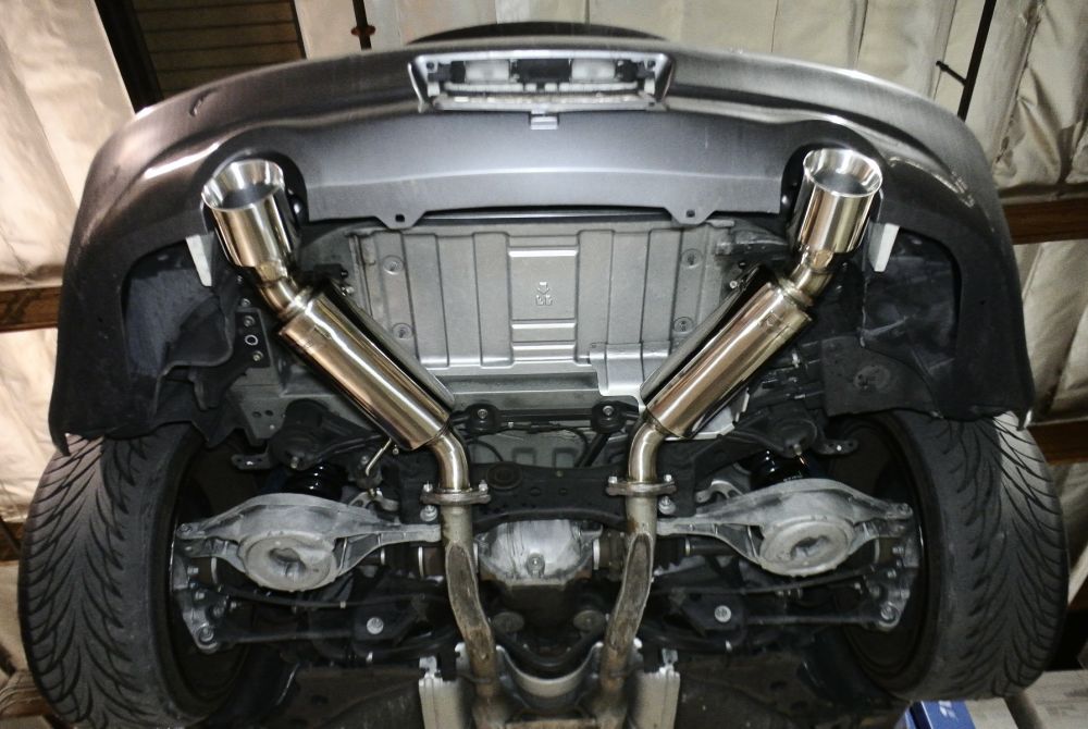 Megan Racing Dual Canister Exhaust System (Burnt Tips) for 2008–2013 Infiniti G37 Coupe / 2014–2015 Infiniti Q60 — MR-ABE-IG08-BT