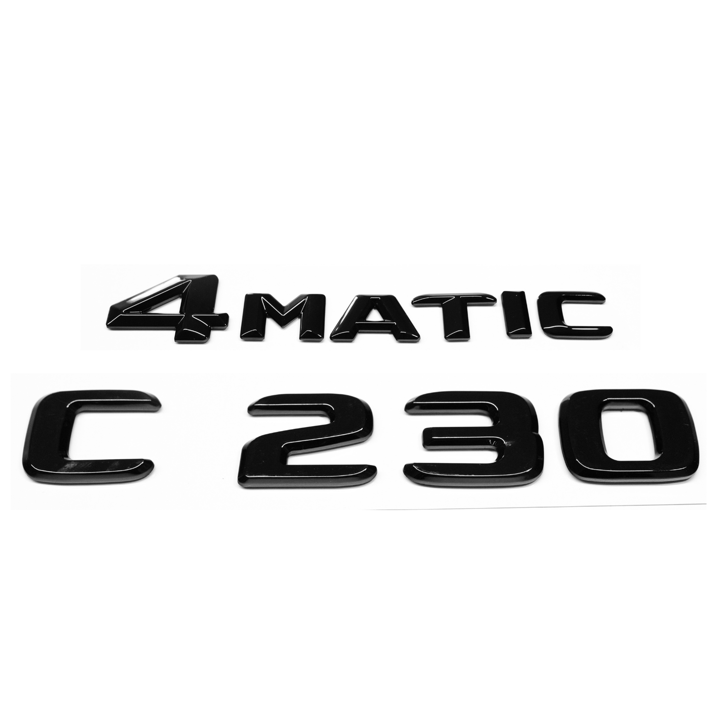 "C230" + "4MATIC" Gloss Black Raised Letter Emblem For Rear Trunk Lid Fits Mercedes C Class