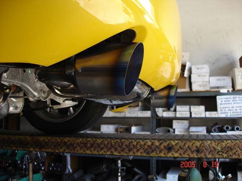 Megan Racing OE-RS Cat-Back Exhaust System with Blue Titanium Tips for Nissan 350Z — MR-CBS-350Z-BT