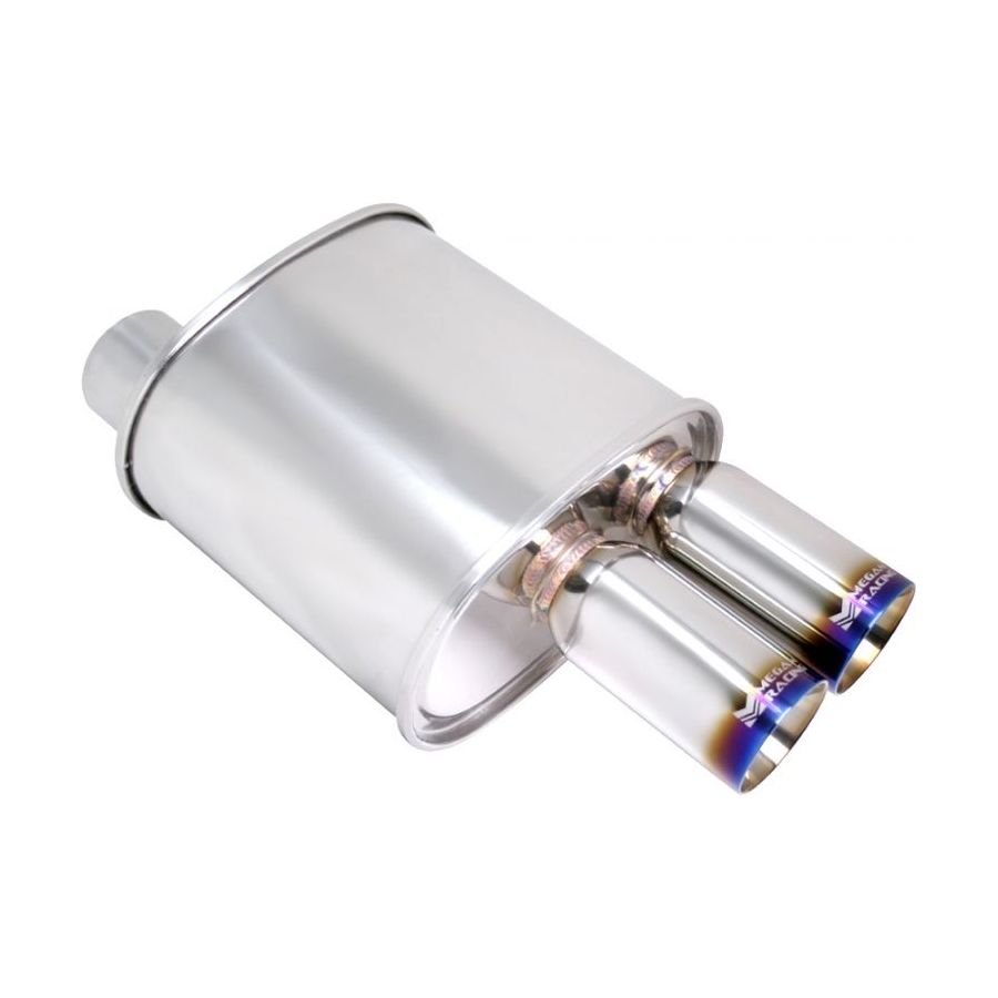 Megan Racing Universal Exhaust F-RT Turbo Dual Burnt Tip Muffler - MR-MU-FRT-2T-VO