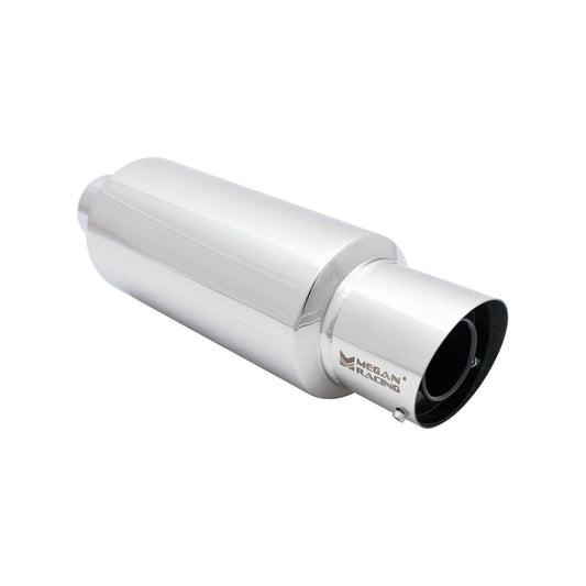 Megan Racing 3" Inlet Universal Muffler M-GT Silver Chrome Round Tip +Silencer