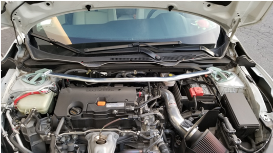 Megan Racing Race-Spec Front Upper Strut Tower Bar for Honda Civic 2016–2021 (Excluding Type R and Hatchbacks) – MR-SB-HC16FU-1P