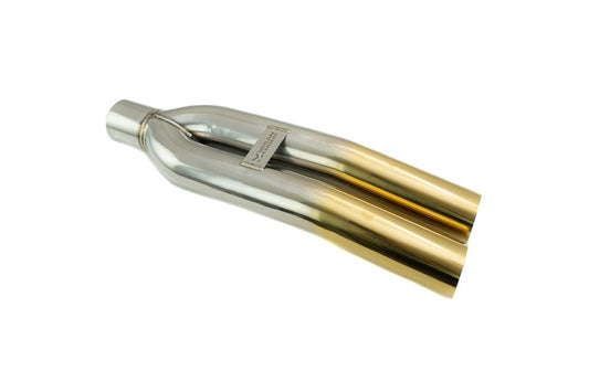 Megan Racing Universal 3" Dual Pipe Angled Cut Burnt Gold VIP Blast Exhaust Muffler Tip
