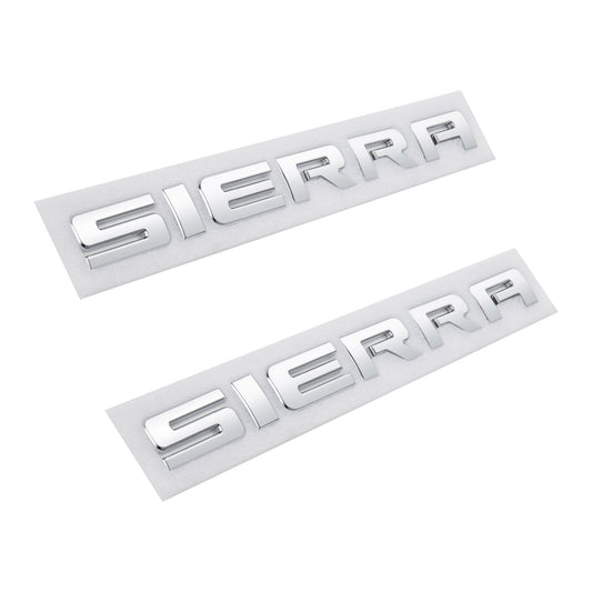 Left & Right Door Emblems For GMC SIERRA Letter Liftgate Nameplates Badge