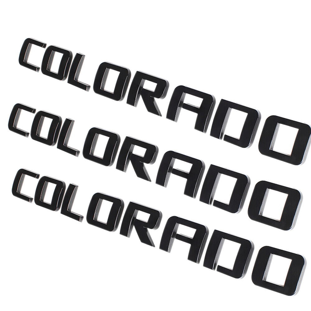 Left & Right Door Emblems For Chevrolet COLORADO Letter Liftgate Nameplates Gloss Black Badge