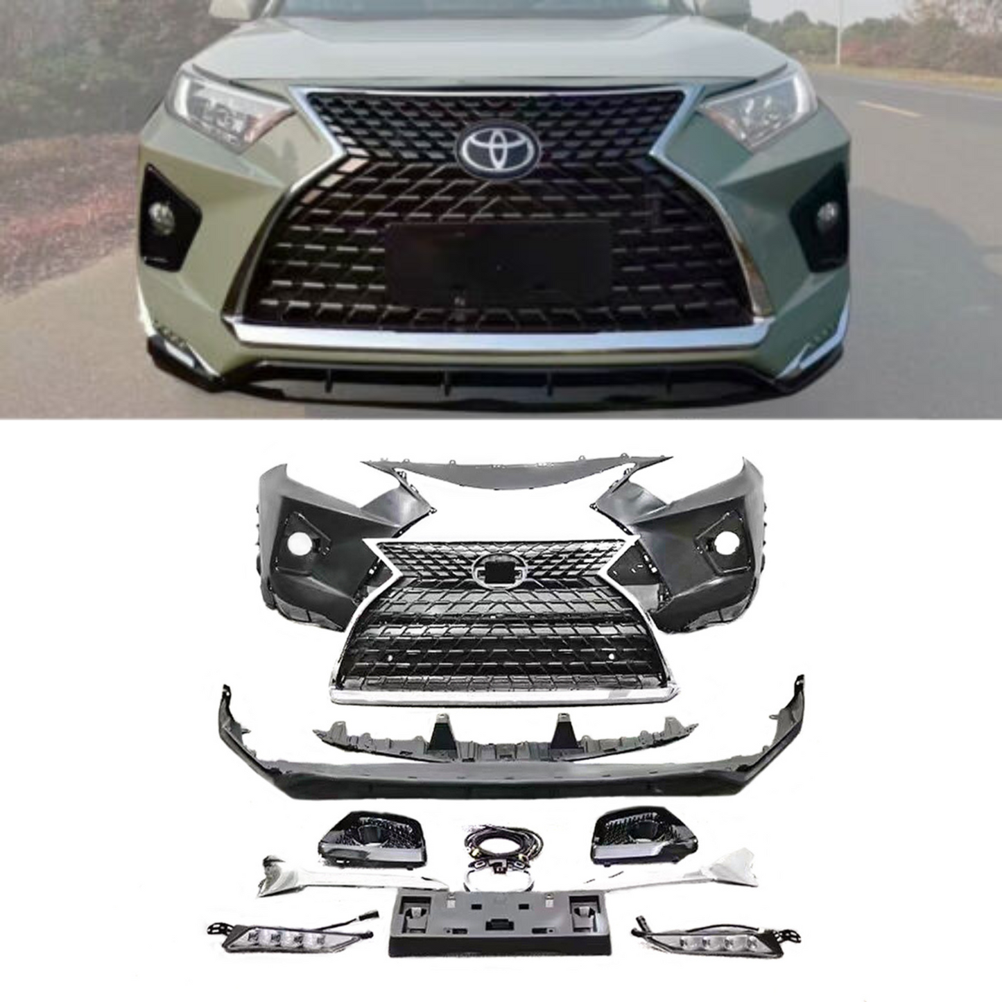 2019-2021 TOYOTA RAV4 F-Sport Style Front Conversion Bumper