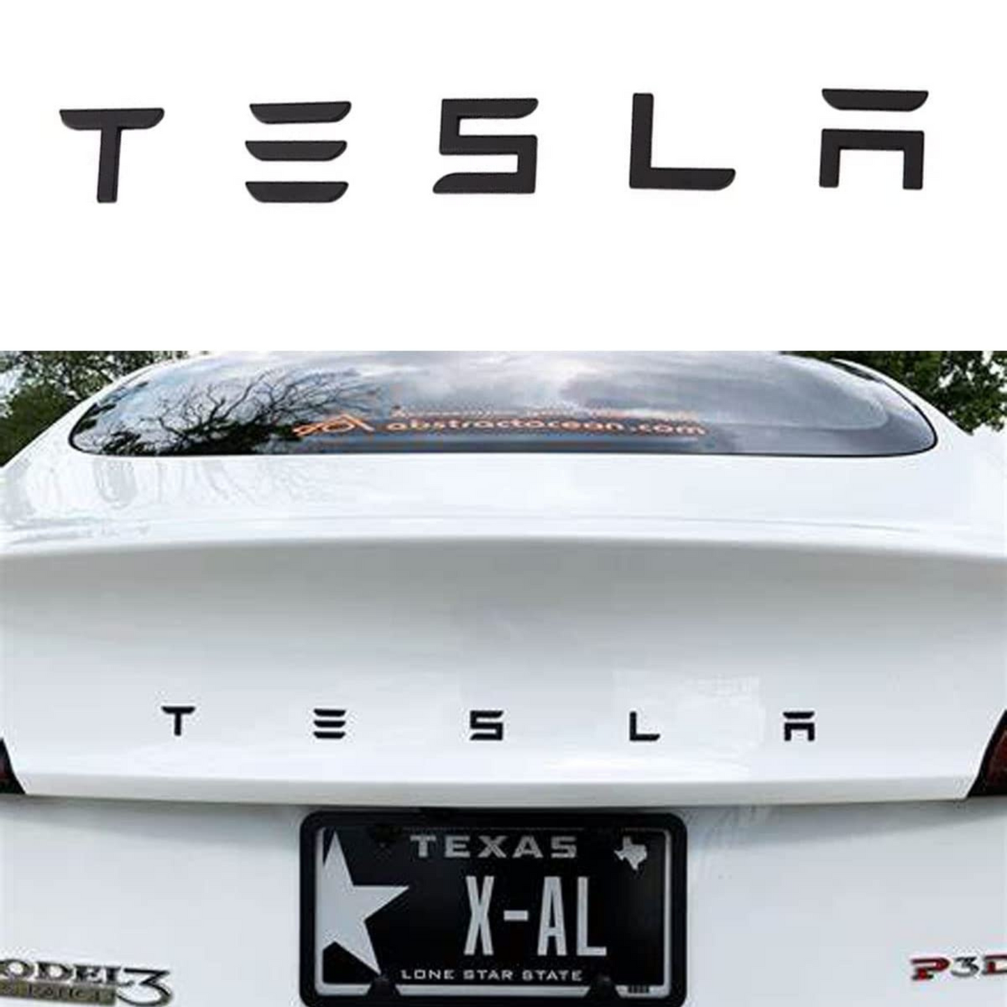Fits Tesla Model 3, S, X, Y Matte Black 'TESLA' Rear Emblem