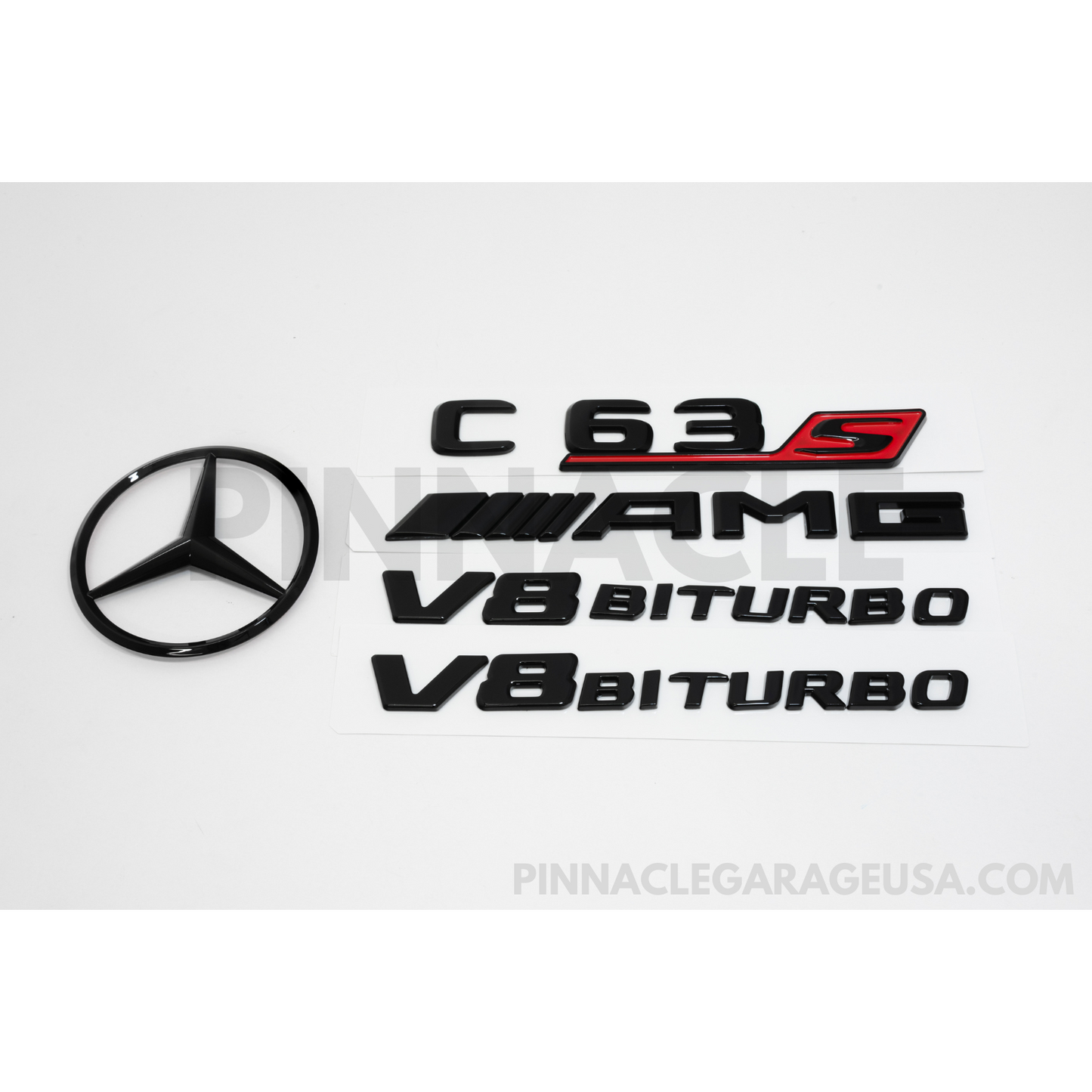 Mercedes-Benz W205 C63S AMG Gloss Black Emblem Pack