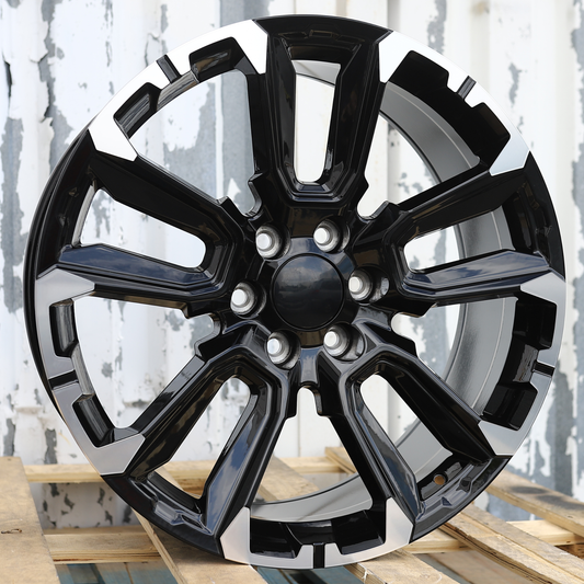 22x9" Black Machined Wheels (6x139.7) Fits Chevy Tahoe Suburban GMC Yukon Cadillac Escalade