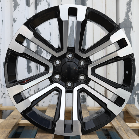 22x9" Black Machined Wheels (6x139.7) Fits Chevy Tahoe Suburban GMC Yukon Cadillac Escalade