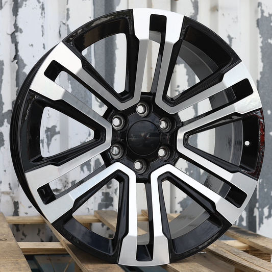 22x9" Black Machined Wheels (6x139.7) Fits Chevy Tahoe Suburban GMC Yukon Cadillac Escalade