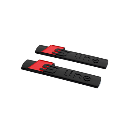 Pair of "S line" Gloss Black Nameplate Side Fender Emblems Fits Audi