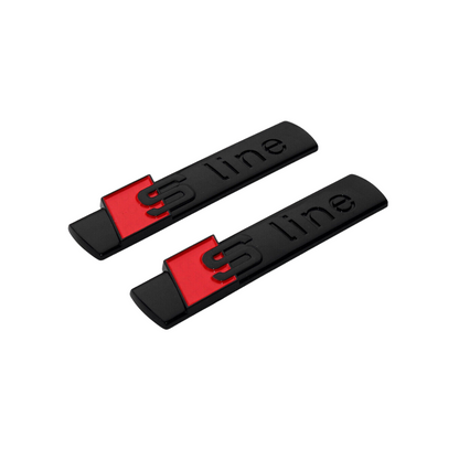 Pair of "S line" Gloss Black Nameplate Side Fender Emblems Fits Audi