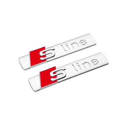 Pair of "S line" Chrome Nameplate Side Fender Emblems Fits Audi