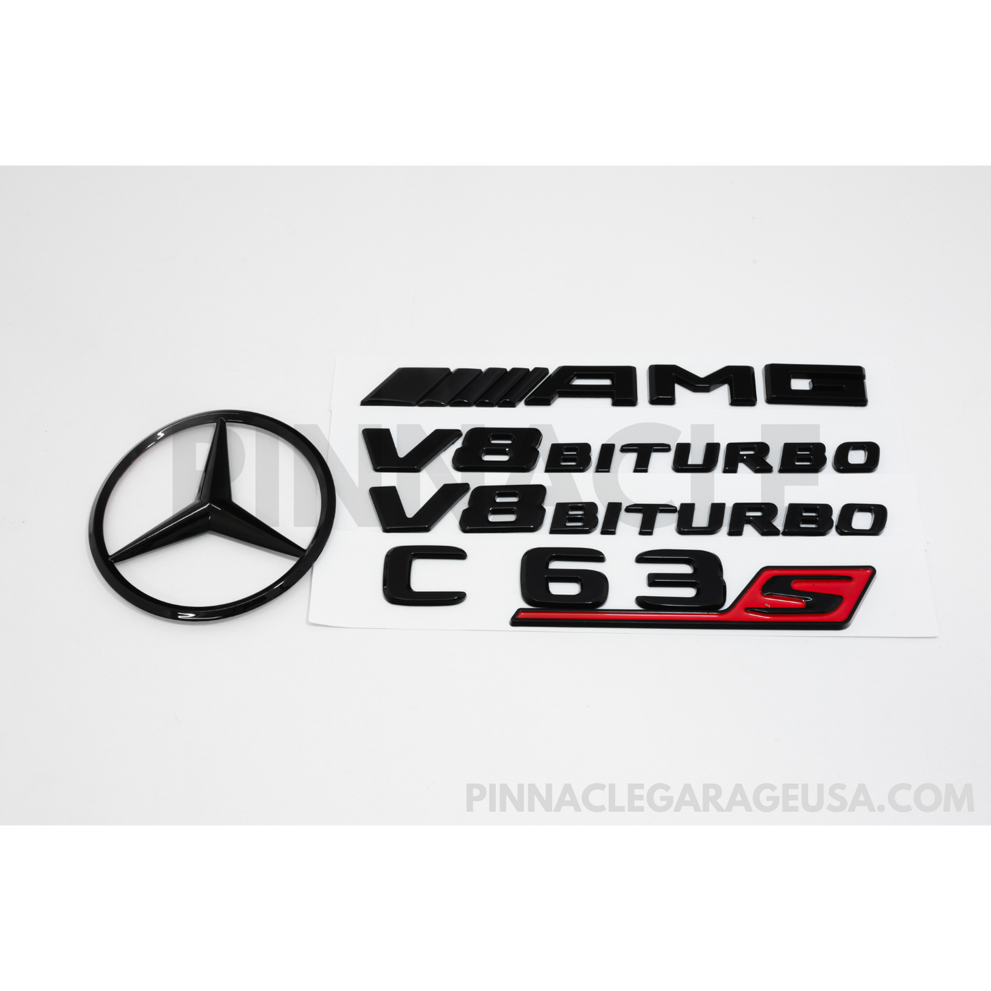 Mercedes-Benz C205 C63S AMG Gloss Black Emblem Pack