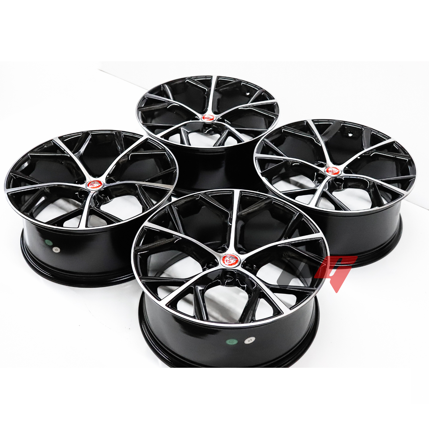 20"x8.5" Black & Silver Flow Formed Wheels (5x108) for JAGUAR