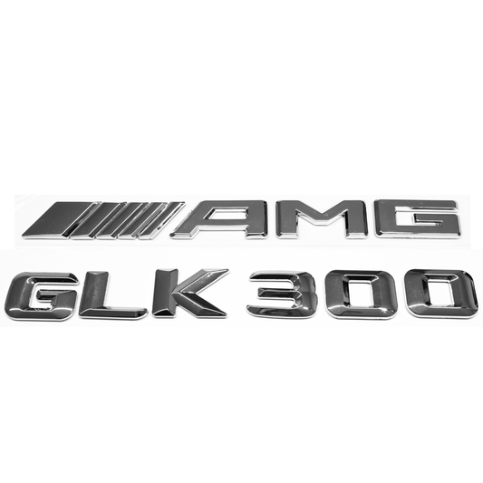 "GLK300" + "AMG" Chrome Raised Letter Emblem For Rear Trunk Lid Fits Mercedes GLK