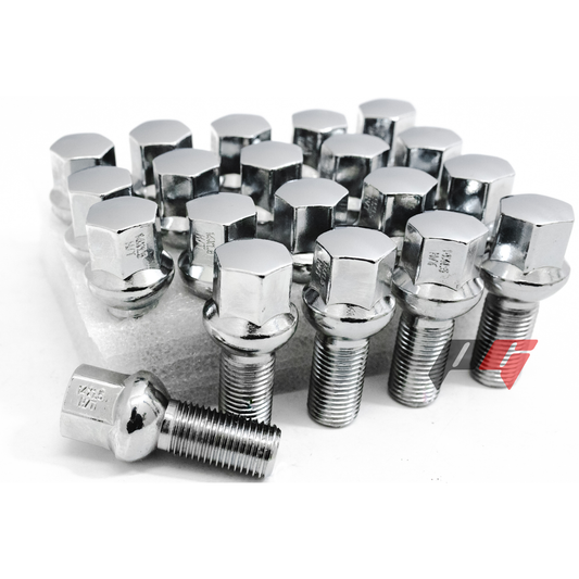 20pcs Chrome M12x1.25 Wheel Lug Bolt 28mm Shank For Cherokee, Compass, Renegade, Dart