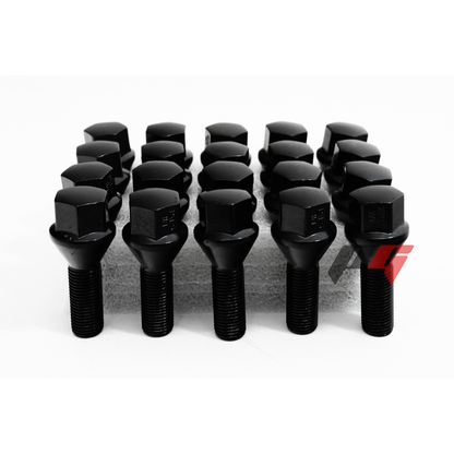 20pcs Black M12x1.25 Cone Seat Wheel Lug Bolts For Dart, Compass, Renegade, Cherokee