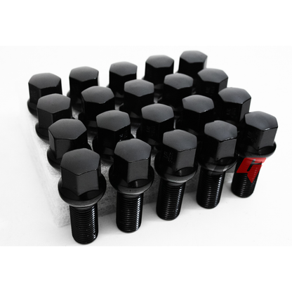 20pcs Black M14x1.5 Ball Seat Wheel Lug Bolts 28mm Shank For Mercedes Benz Wheels