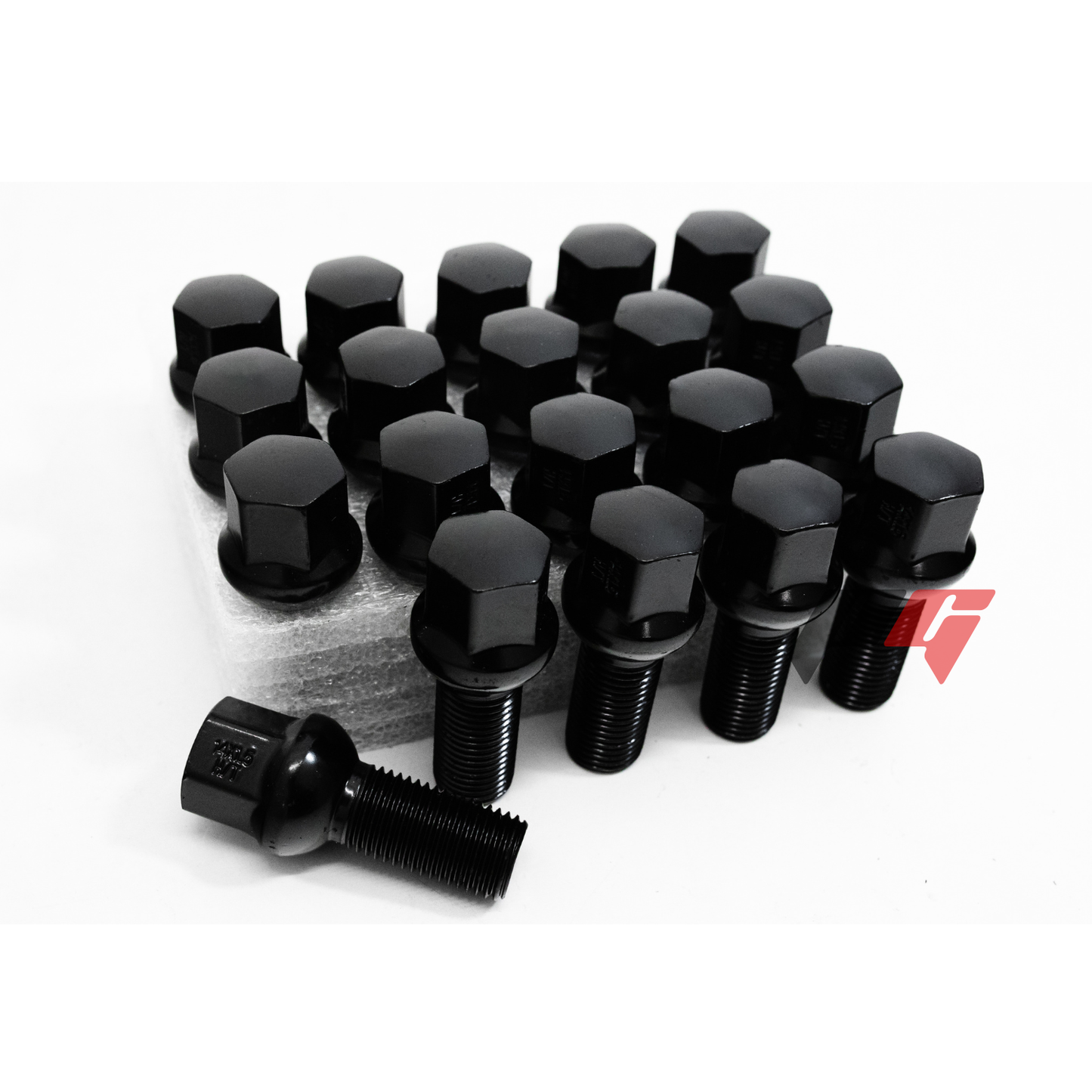 20pcs Black M14x1.5 Ball Seat Wheel Lug Bolts 28mm Shank For Mercedes Benz Wheels