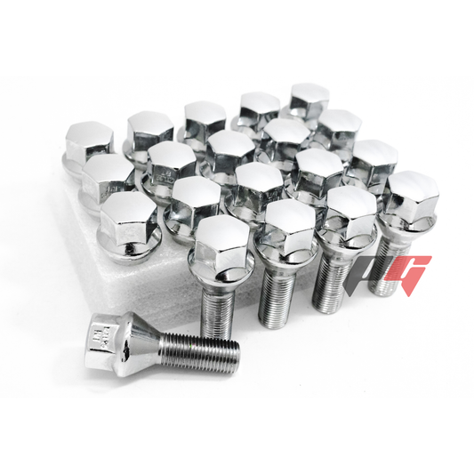 20pcs Chrome M12x1.25 Cone Seat Wheel Lug Bolts For Dart, Compass, Renegade, Cherokee