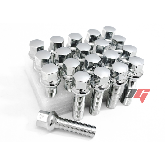 20pcs Chrome M14x1.5 Ball Seat Wheel Lug Bolts 45mm Shank For Mercedes Benz Wheels