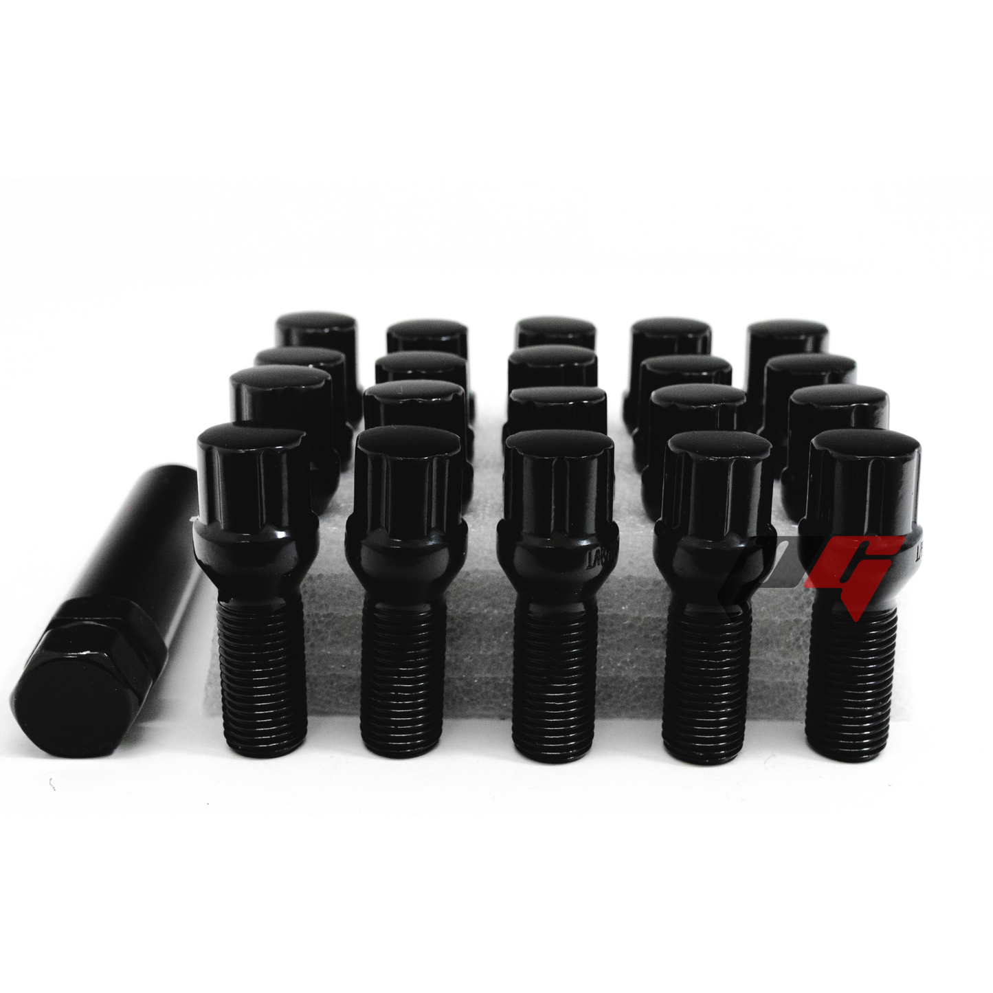 20pcs Black M14x1.5 Spline Tuner Lug Bolts 28mm Shank for Aftermarket Volkswagen Wheels