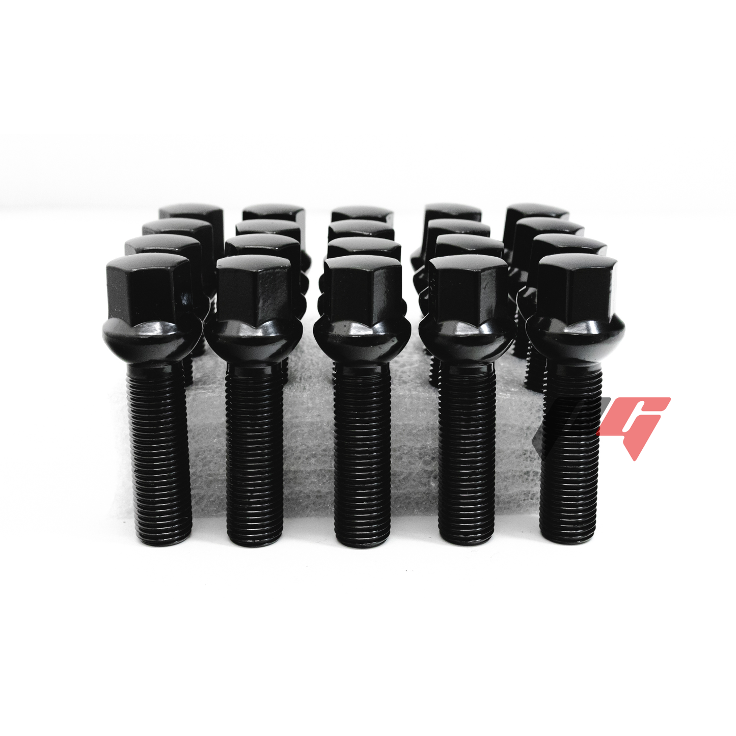 20pcs Black M14x1.5 Ball Seat Wheel Lug Bolts 45mm Shank For Mercedes Benz Wheels