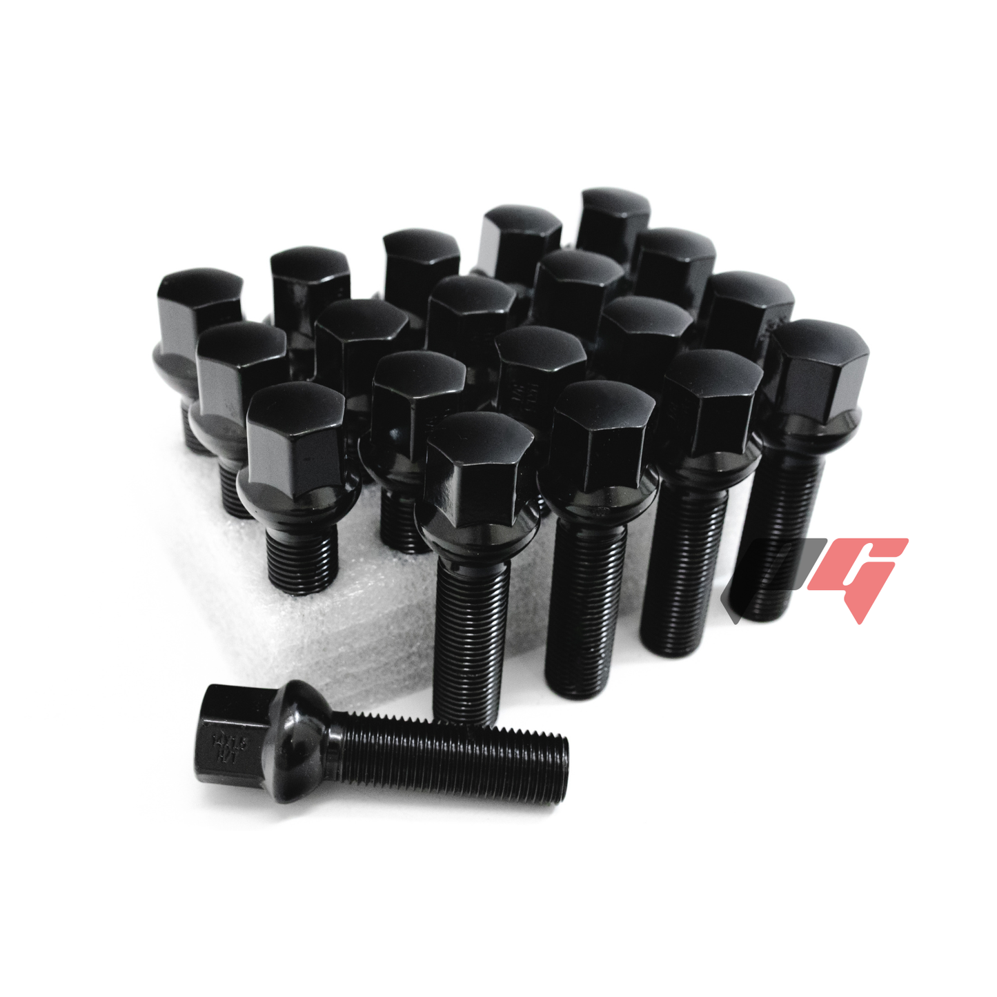20pcs Black M14x1.5 Ball Seat Wheel Lug Bolts 45mm Shank For Mercedes Benz Wheels