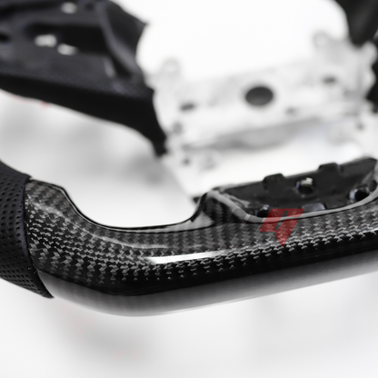 FOR 2016-2021 HONDA CIVIC CARBON FIBER & LEATHER STEERING WHEEL