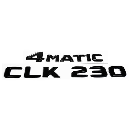 "CLK230" + "4MATIC" Gloss Black Raised Letter Emblem For Rear Trunk Lid Fits Mercedes CLK