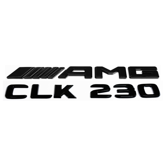 "CLK230" + "AMG" Gloss Black Raised Letter Emblem For Rear Trunk Lid Fits Mercedes CLK