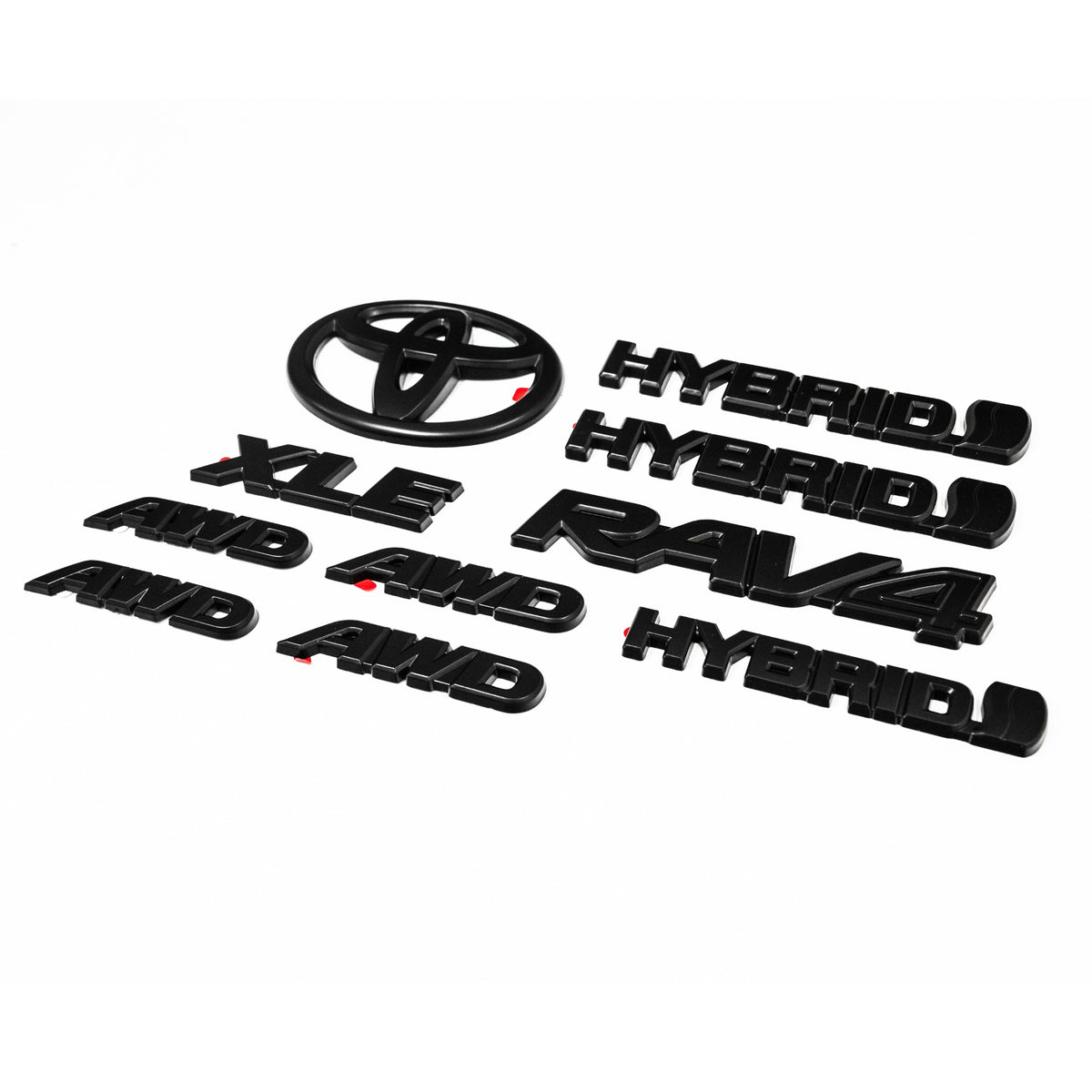 Matte Blackout Emblem 8PCS Overlays for 2019–2023 Toyota RAV4 Hybrid XLE
