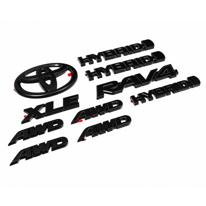 Matte Blackout Emblem 8PCS Overlays for 2019–2023 Toyota RAV4 Hybrid XLE