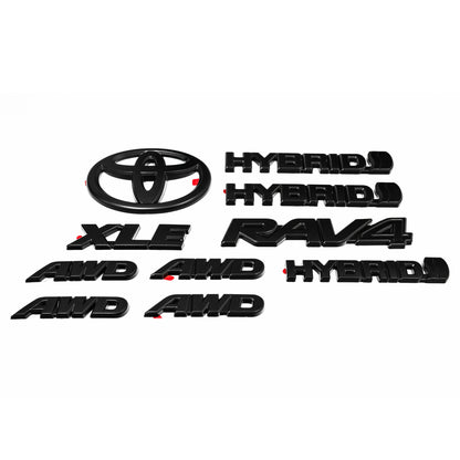 Matte Blackout Emblem 8PCS Overlays for 2019–2023 Toyota RAV4 Hybrid XLE