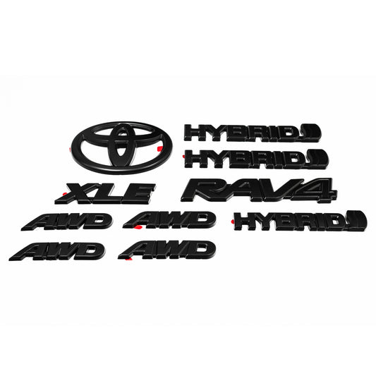 Matte Blackout Emblem 8PCS Overlays for 2019–2023 Toyota RAV4 Hybrid XLE