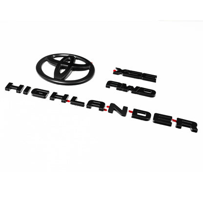 Matte Black Emblem Overlays for 2021–2023 Toyota Highlander XSE AWD