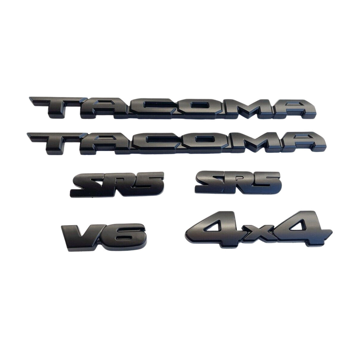 Matte Black Emblem 6PCS Overlays for 2016–2023 Toyota Tacoma SR5 V6 4x4