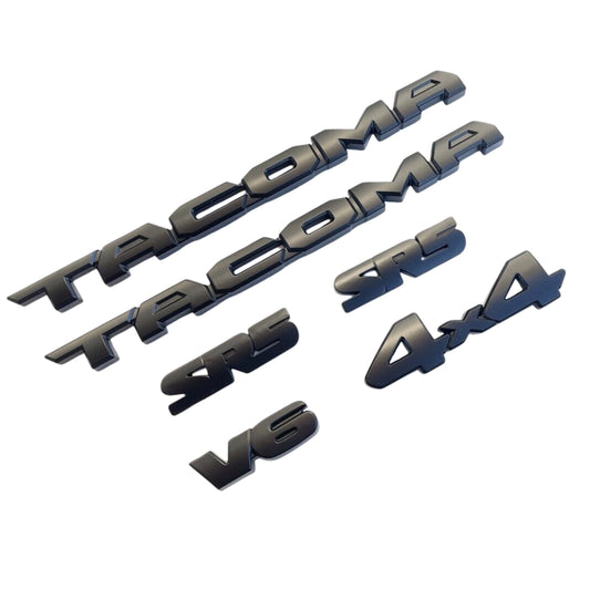 Matte Black Emblem 6PCS Overlays for 2016–2023 Toyota Tacoma SR5 V6 4x4