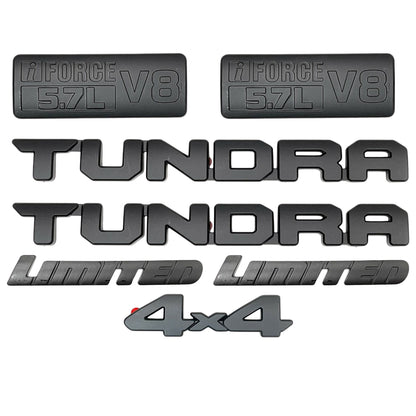 Matte Black Emblem Letter 7PCS Overlays for 2014–2021 Toyota Tundra Limited 4x4