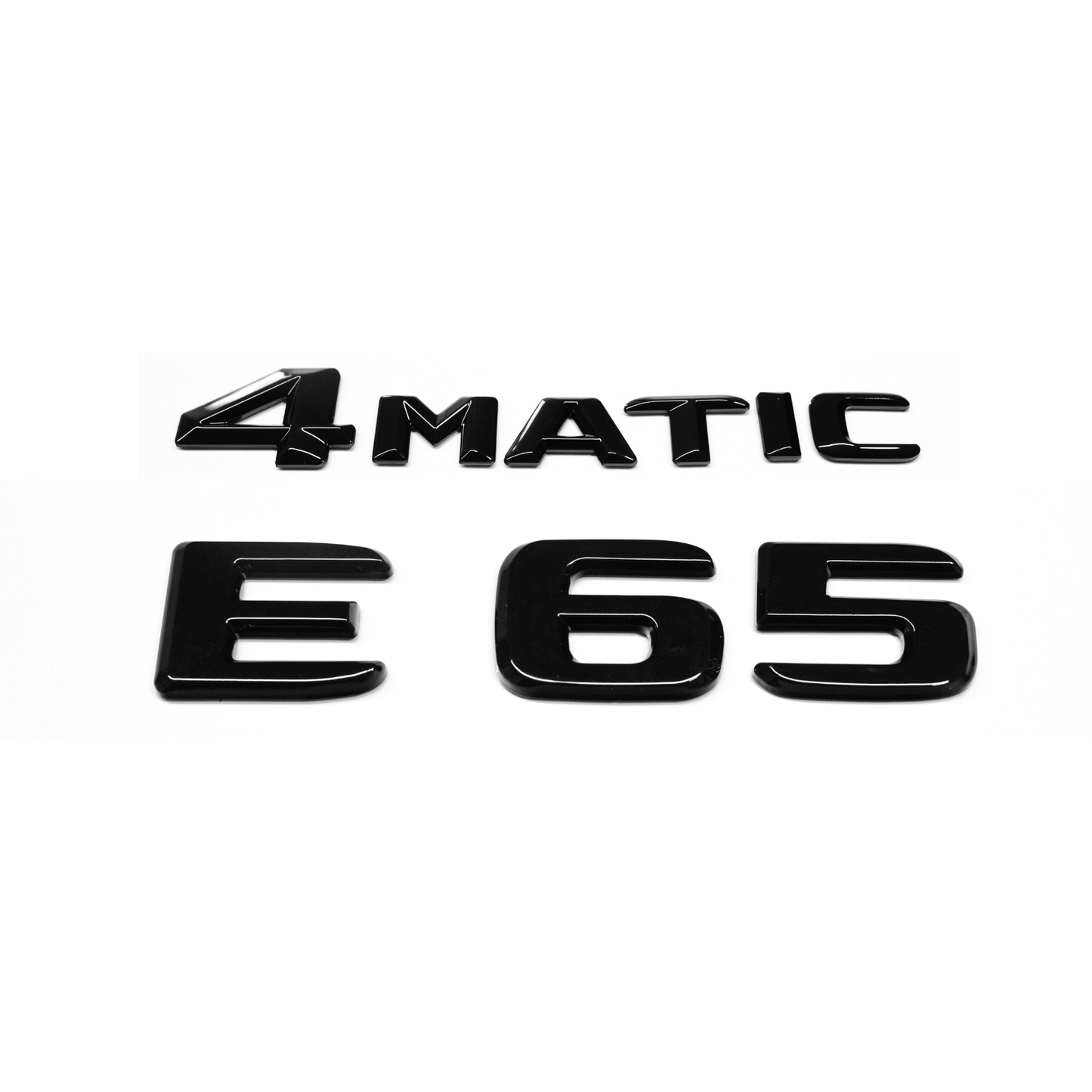 "E65" + "4MATIC" Gloss Black Raised Letter Emblem For Rear Trunk Lid Fits Mercedes E Class